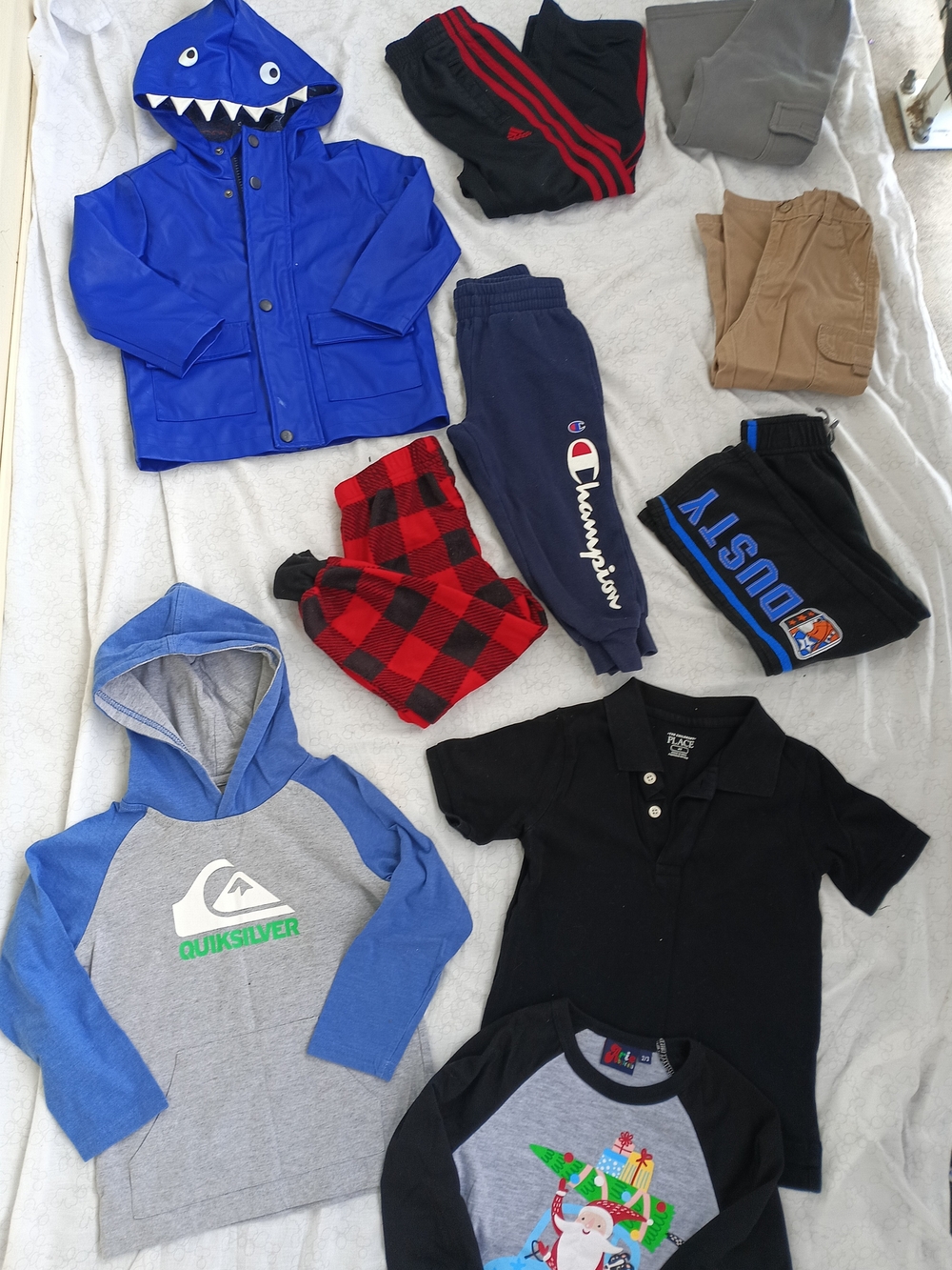 Boys 3T/4T Clothing Bundle – 10 Pieces + Shark Rain Jacket